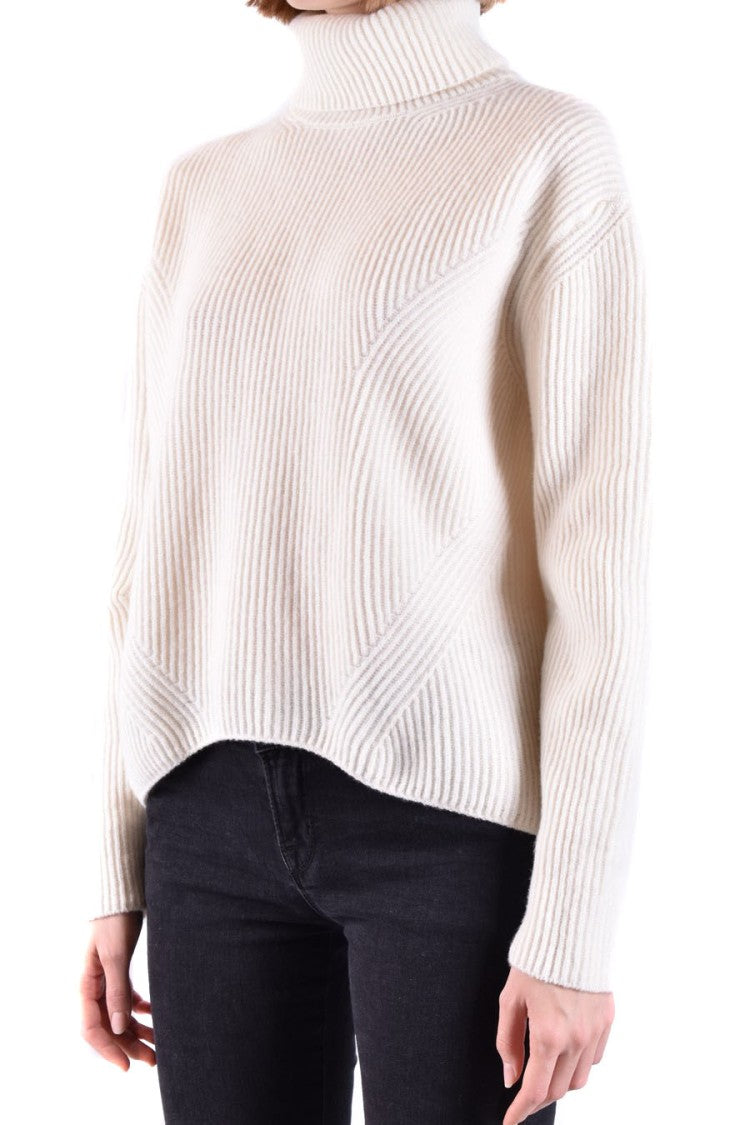 Pinko Ribbed Knit Sweater High Turtleneck Boxy