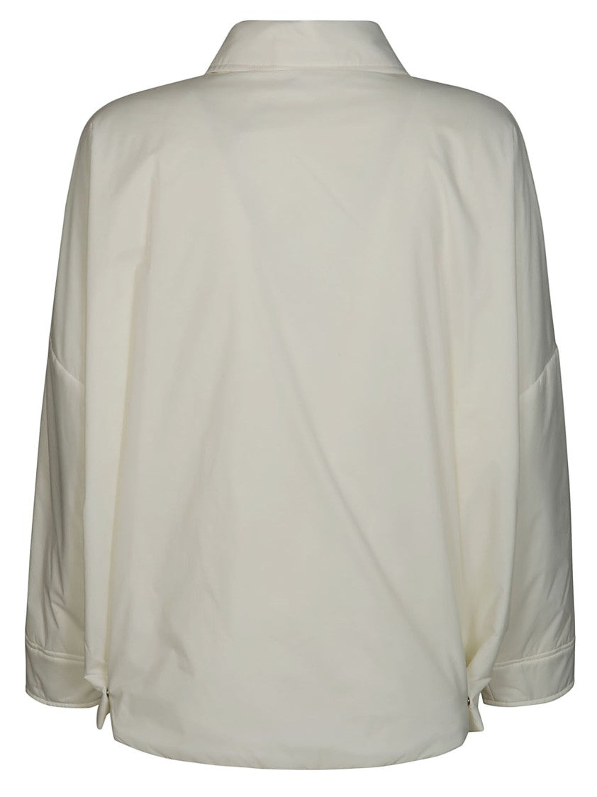 Herno Boxy Relaxed-Fit White Overshirt With Snap Button Closure