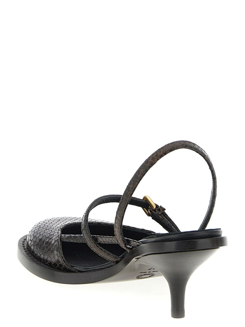 Dries Van Noten Black Leather Slingback With Buckle Straps