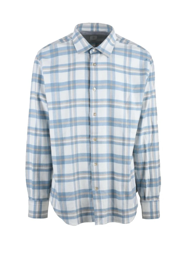 Eleventy Cotton Stripe Shirt - White/Light Blue