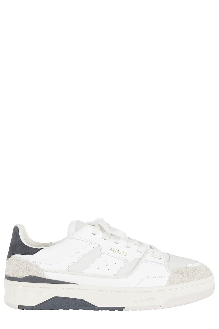 Axel Arigato White Blue Clay Metallic Logo Rubber-Sole Leather Sneakers