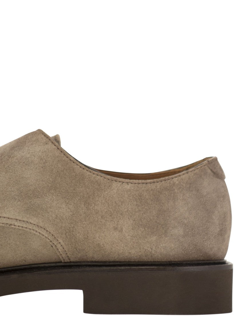 Doucal's Double Suede Buckle Shoes With Tone-On-Tone Stitching
