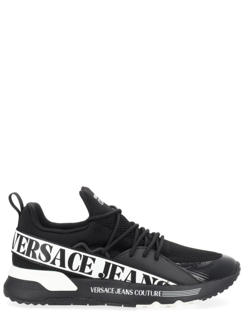 Versace Jeans Couture Black Mesh Glossy Overlays Sneakers