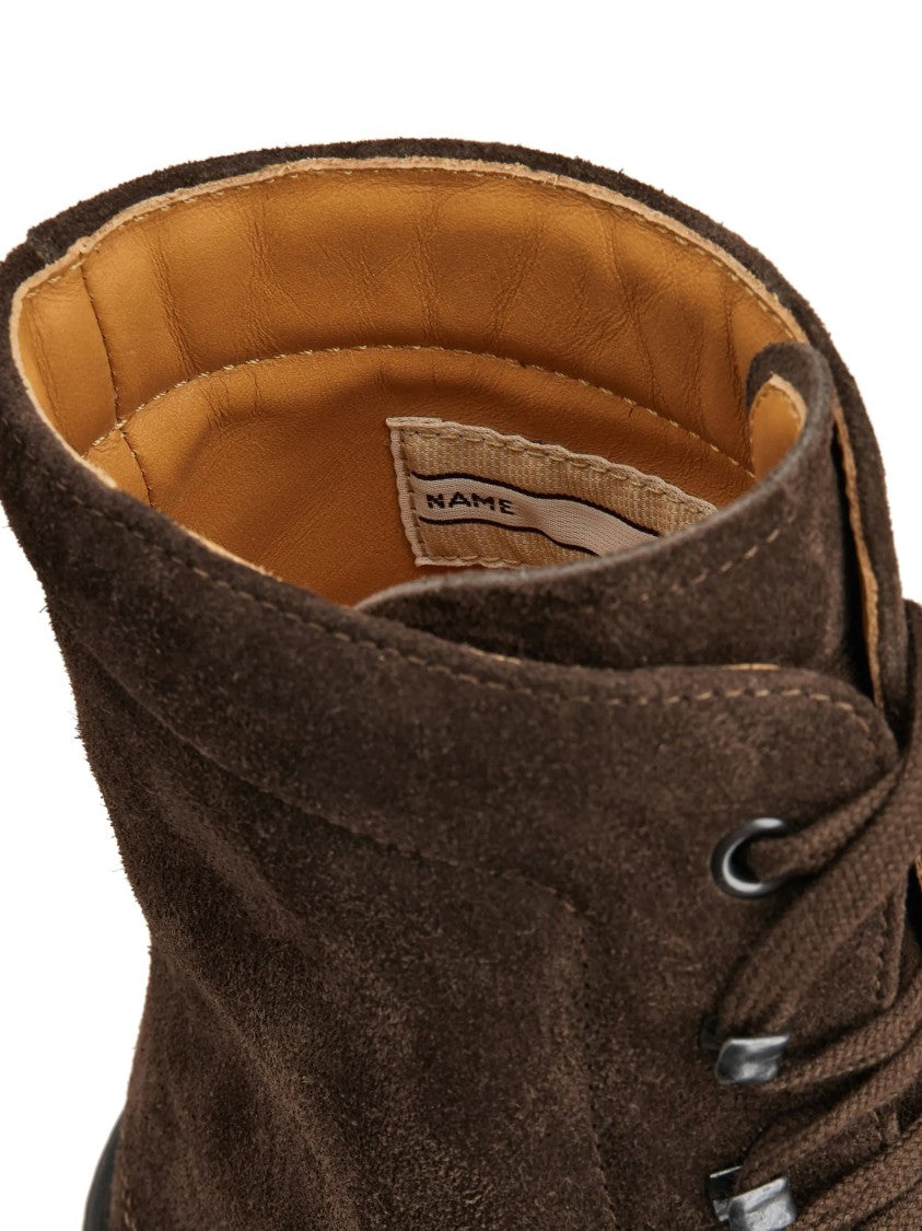 Tod's Ankle-High Brown Suede Lace-Up Boots With Rubber Sole