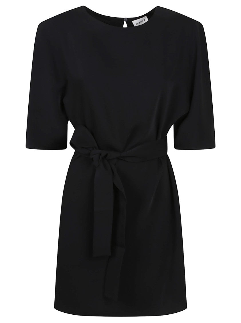 Parosh Belted Mini Dress With Keyhole Back Detail