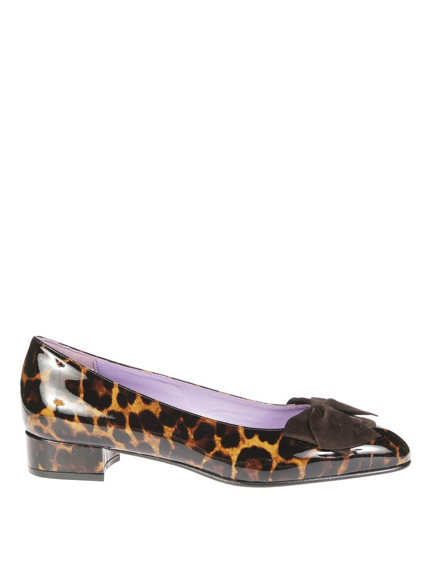Carel Leopard Print Suede Flats With Glossy Finish