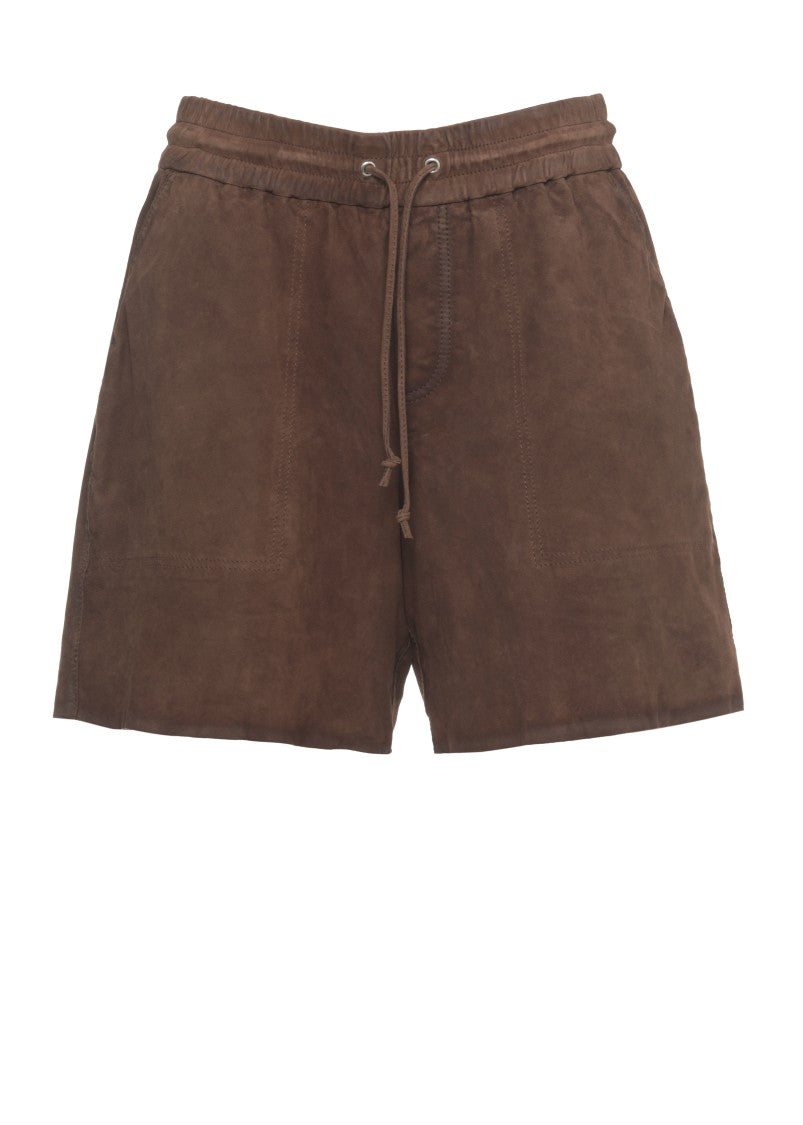 Parosh Brown Marfa Drawstring Suede Shorts