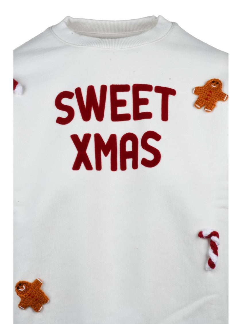 Mc2 Saint Barth White Gingerbread Appliques Cotton Crewneck Sweatshirt