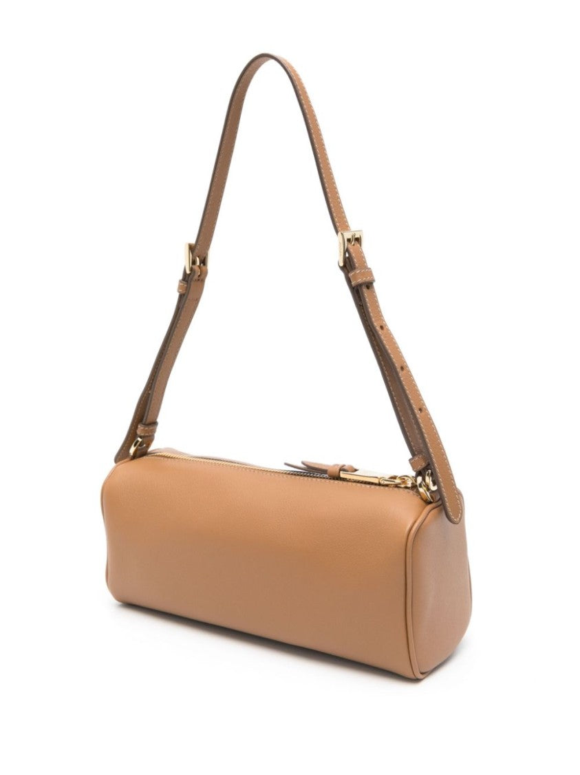 Prada Brown Leather Pouch With Adjustable Handle