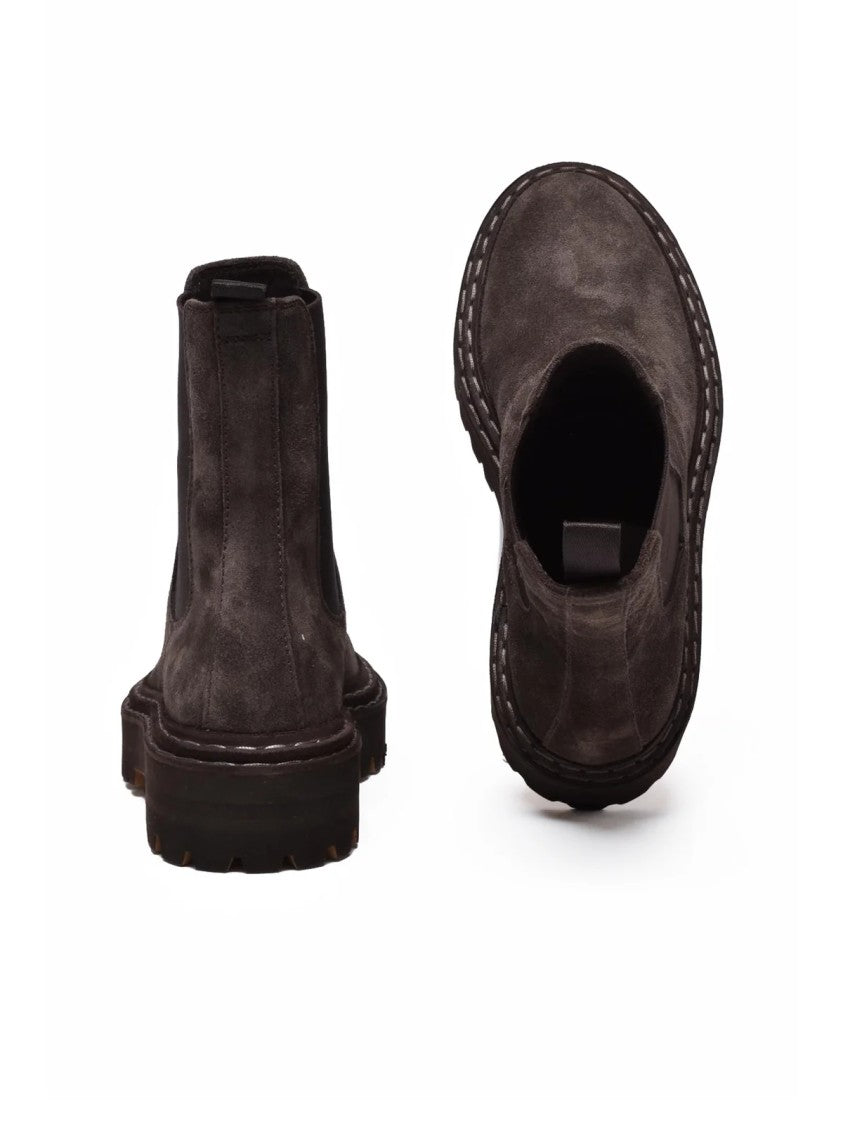 Officine Creative Brown Suede Block-Heel Ankle Boots