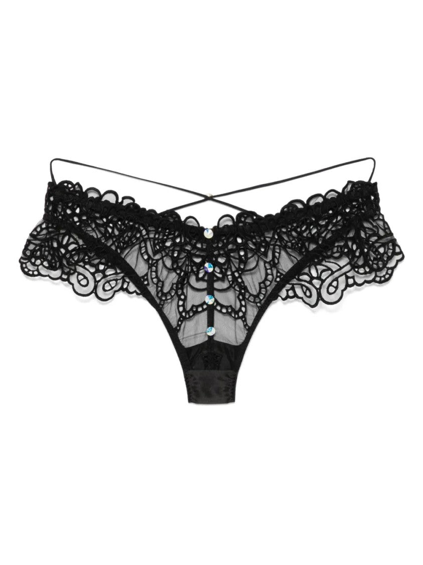 Agent Provocateur Black Seren Sheer Lace Nylon Panties