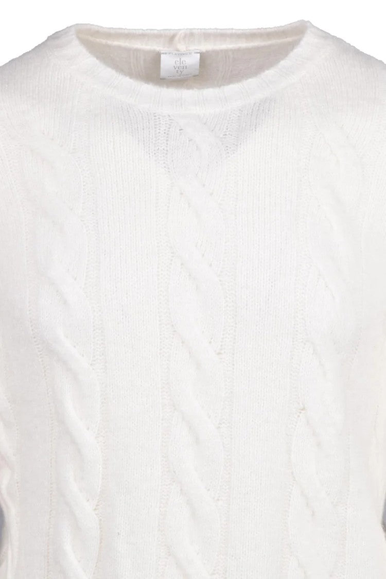 Eleventy Cashmere Silk Crewneck Sweater - White