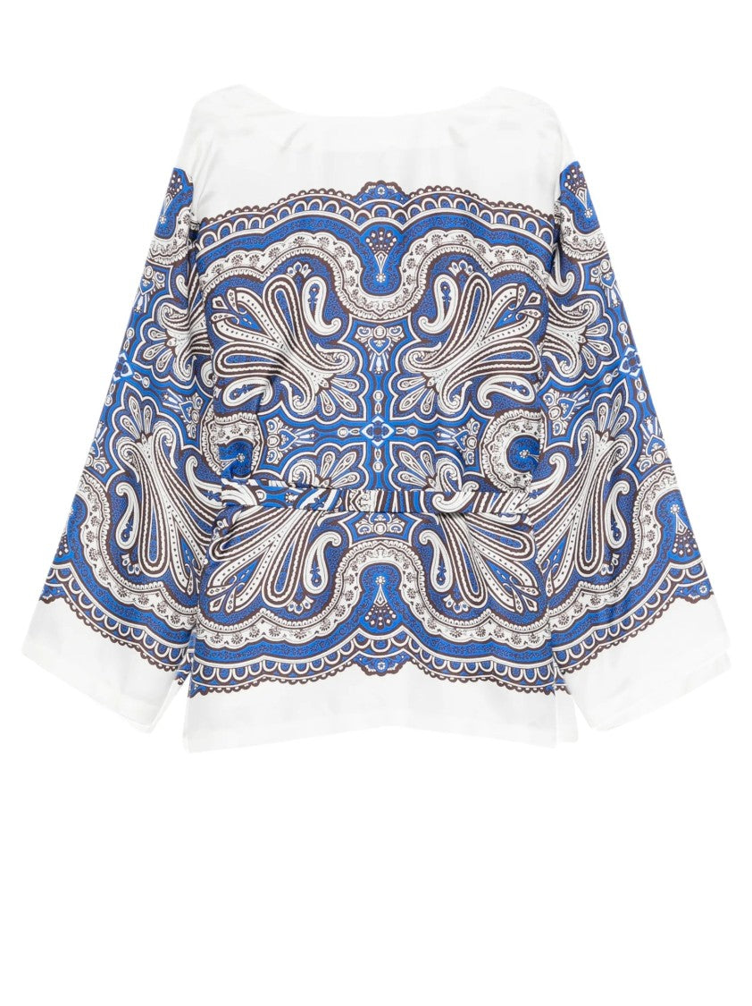 Parosh Silk Blouse With Intricate Scarf-Inspired Print
