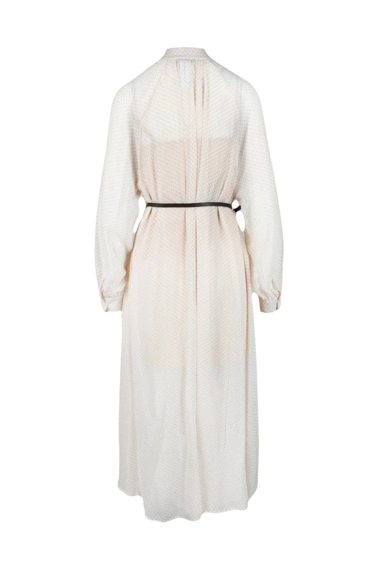 Fabiana Filippi Silk Chiffon Dress - White/Beige