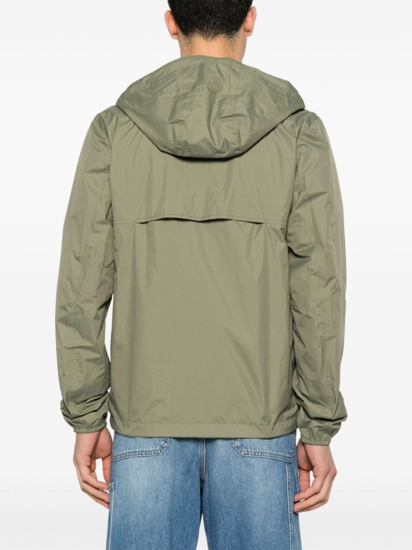 K-Way Lightweight Green Jacket With Full Zip And Hood