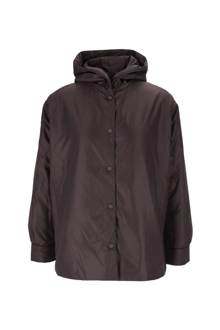 Aspesi Dark Brown Beth Hooded Snap-Front Polyamide Jacket