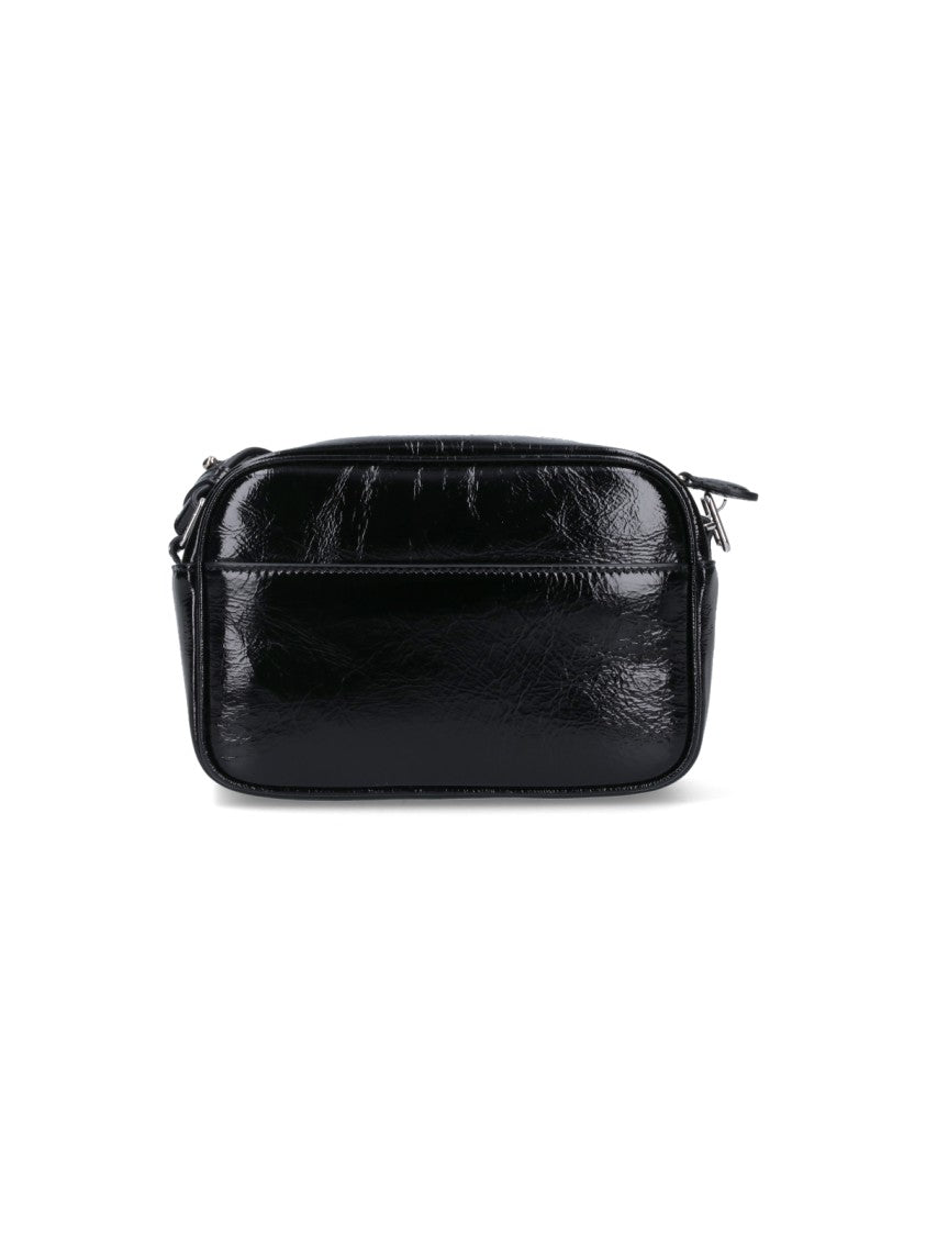 Courrèges Black Reedition Crinkle Patent Camera Bag