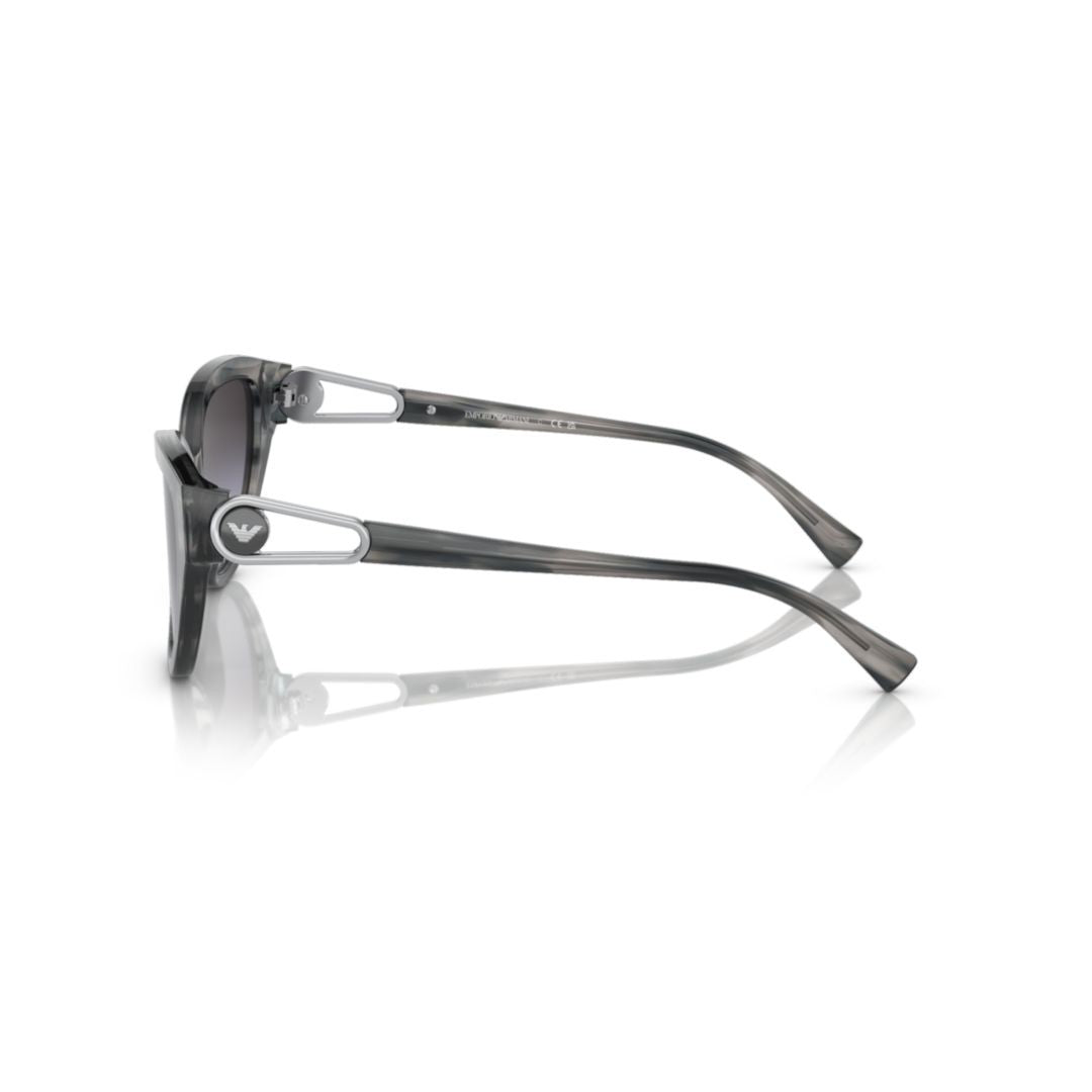 Emporio Armani 4192 Sole Translucent Grey Cat-Eye Sunglasses With Distinctive Temples
