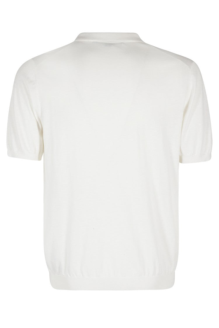 People Of Shibuya Classic White Polo Knitwear With V-Neck