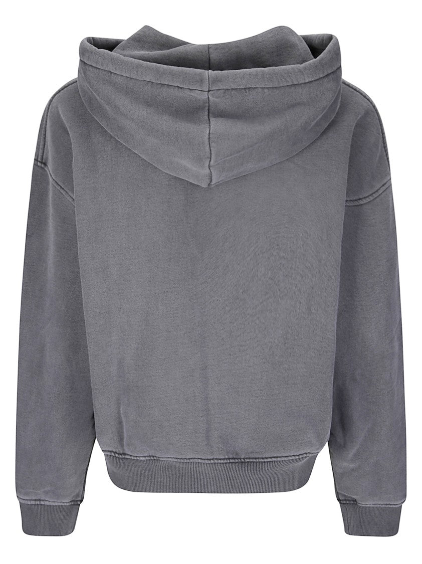 Samsoe Samsoe Washed Grey Hoodie With Double-Slider Zip