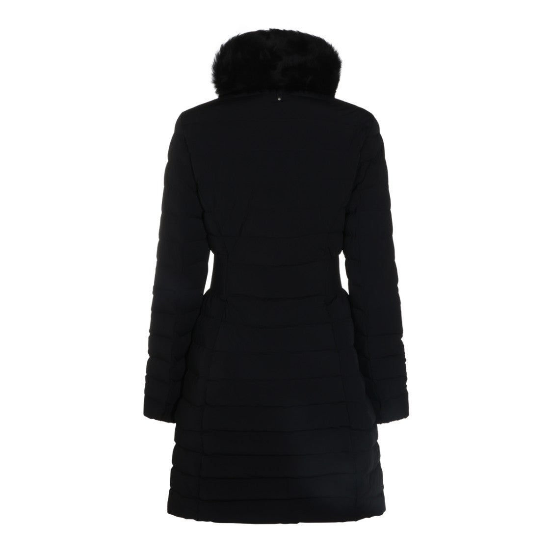 Mackage Midi-Length Black Down Jacket With Faux Fur Trim