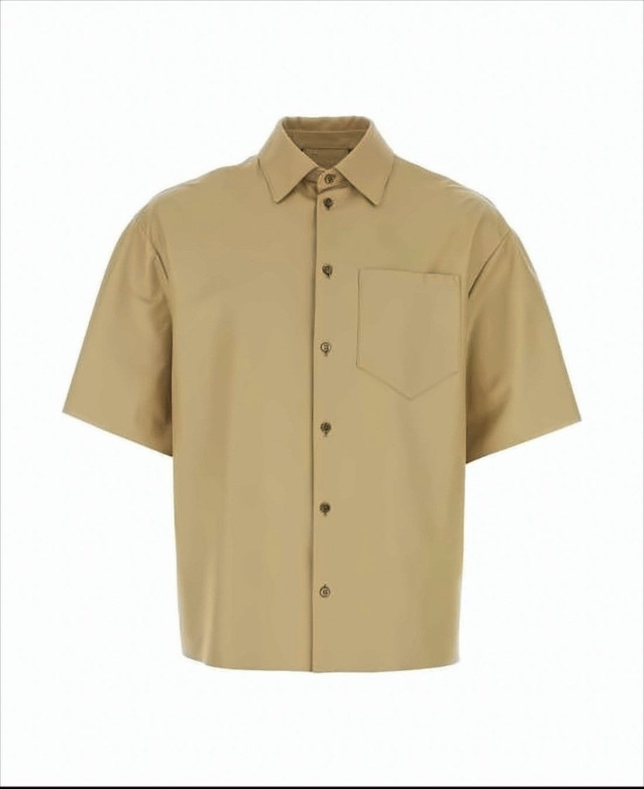 Prada Boxy Cropped Brown Short-Sleeved Shirt