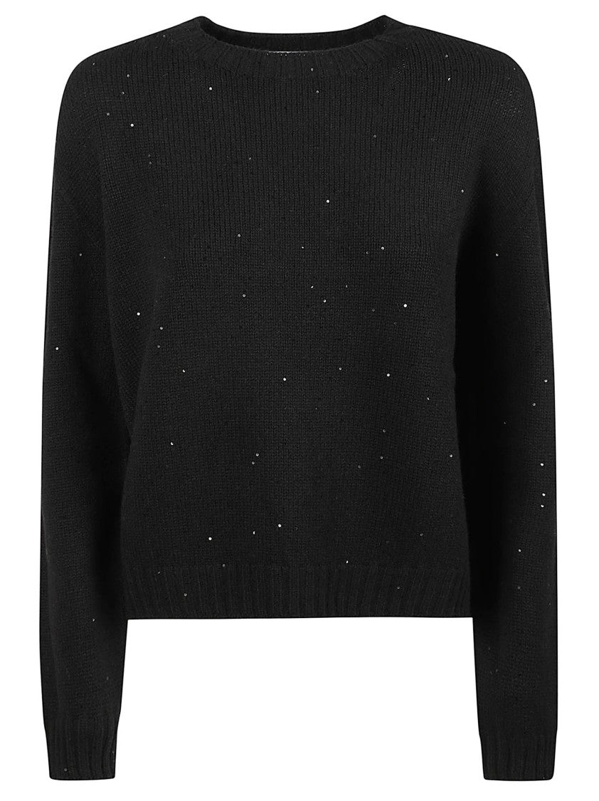 Edoardo Gori Cashmere F 5 Paillettes Cropped Sequined Wool-Cashmere Sweater