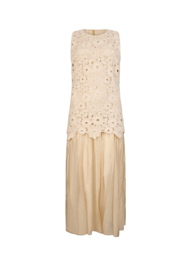 Liu Jo Muslin Dress With Macrame Lace Bodice