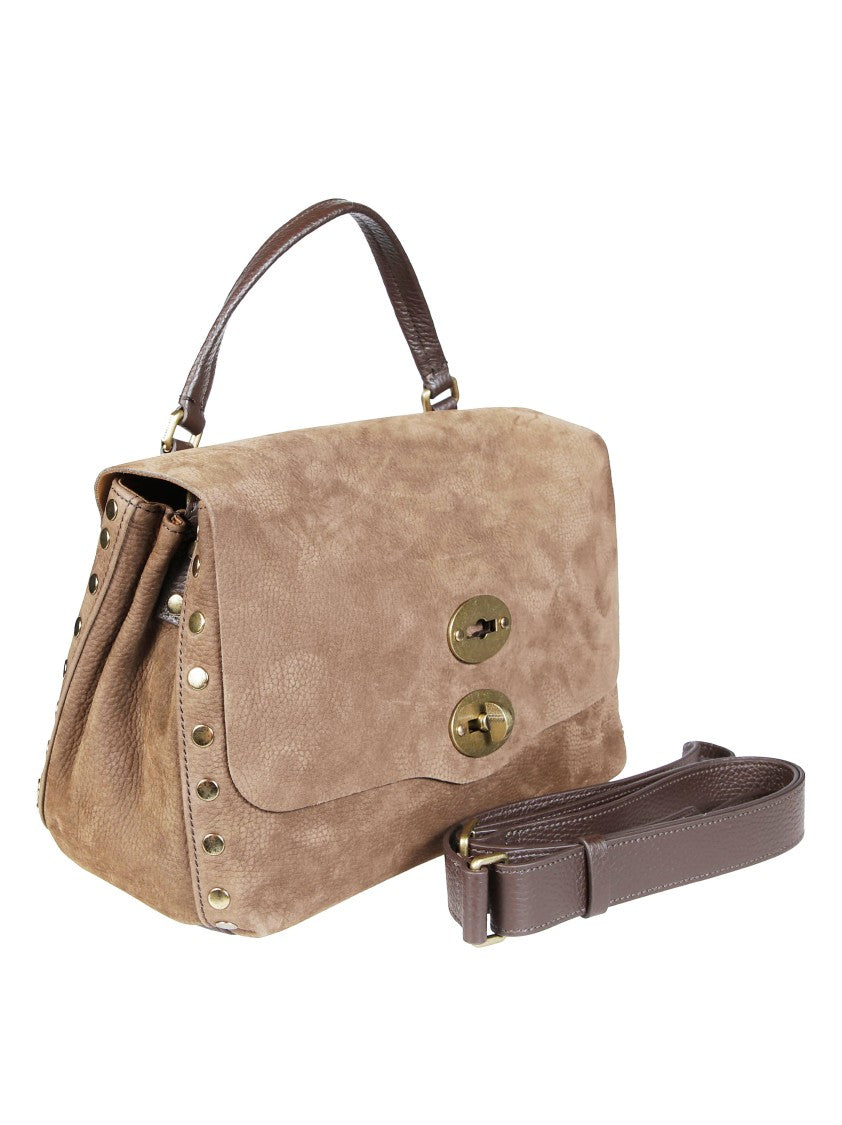 Zanellato Postina Jones Nabuk Small Gold Turn-Lock Handbag