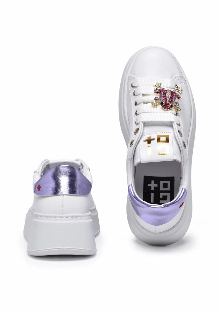Gio + White Lilac Leather Wedge Sneakers