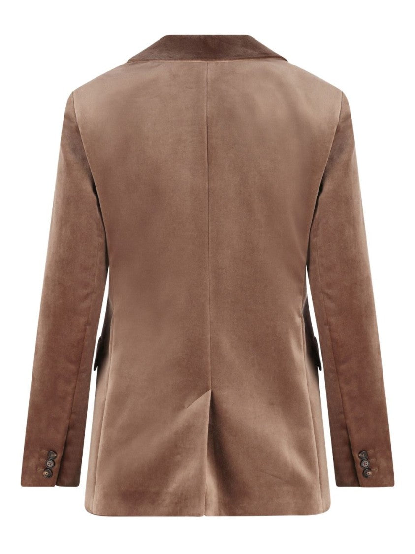 Max Mara Tailored Brown Velvet Jacket With Notched Lapel