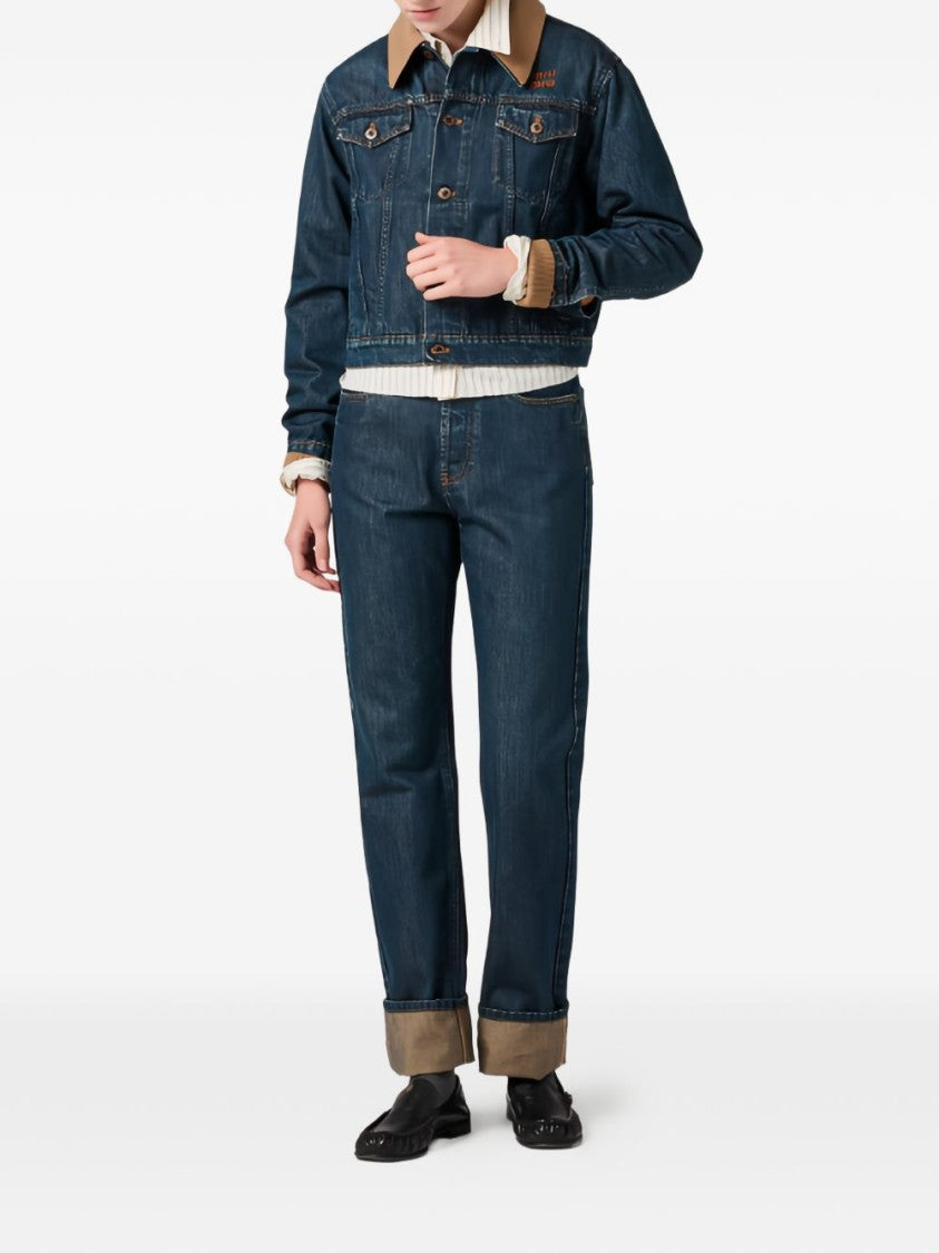 Miu Miu Blue High-Rise Denim Five-Pocket Jeans