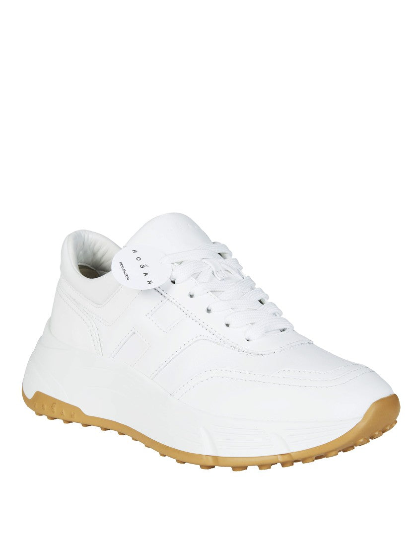 Hogan White Leather Gum Sole Sneakers