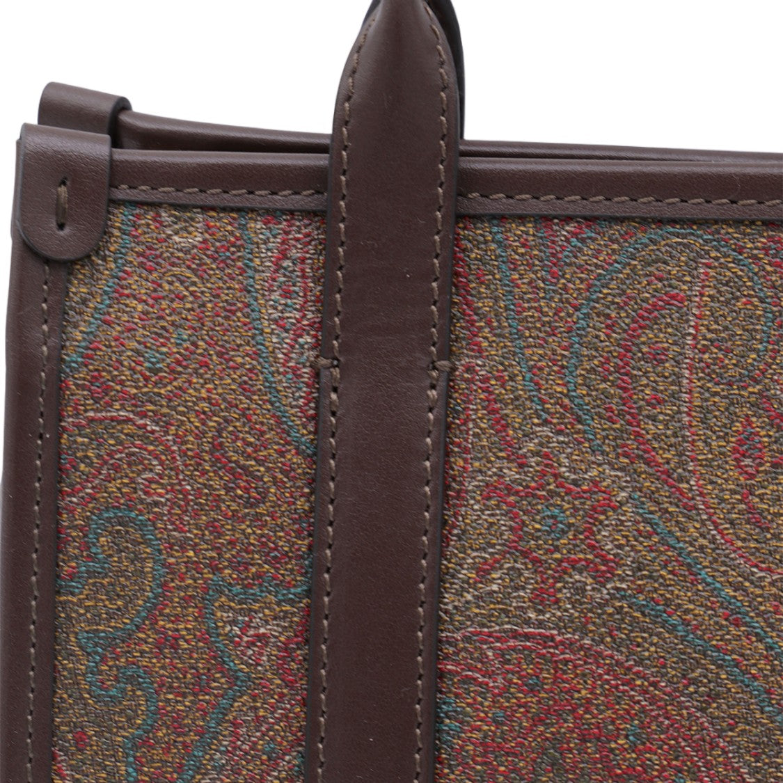 Etro Structured Handbag With Classic Paisley Pattern And Leather Trim