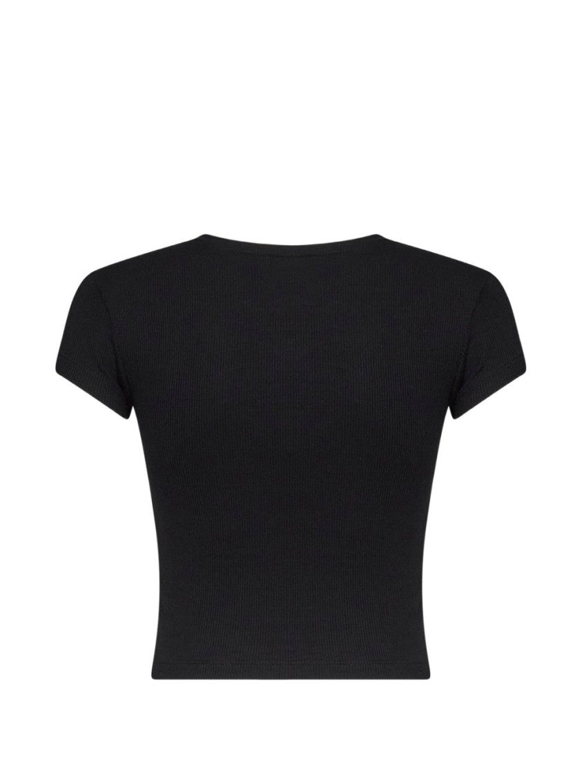 Vivienne Westwood Black Fitted Short-Sleeve Ribbed Crop Top