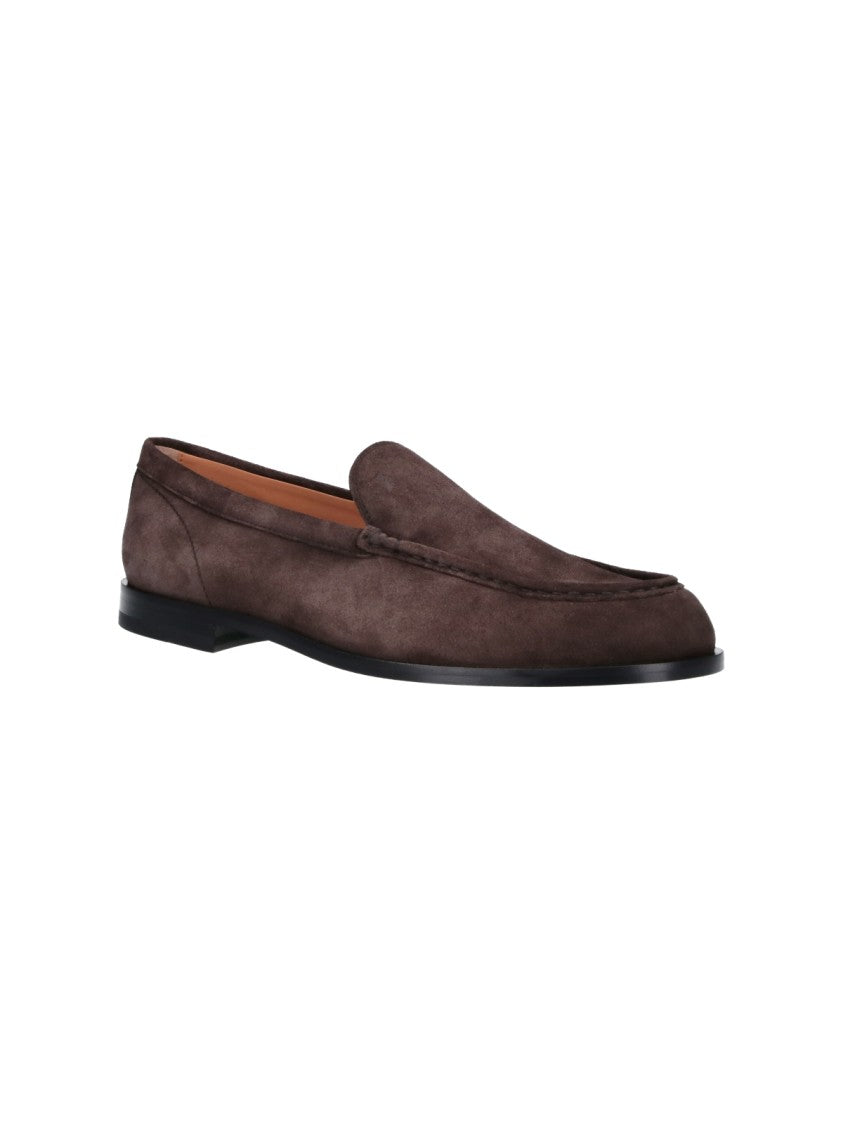 Tod's Suede Slipper Moccasin With Rounded Toe And Tone-On-Tone Stitching