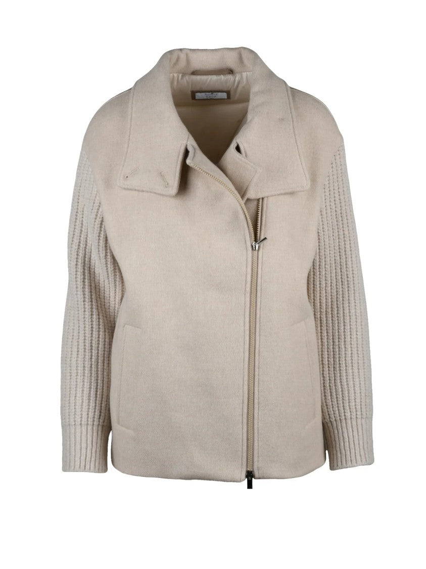 Peserico Easy Beige Wool-Blend Double-Breasted Coat