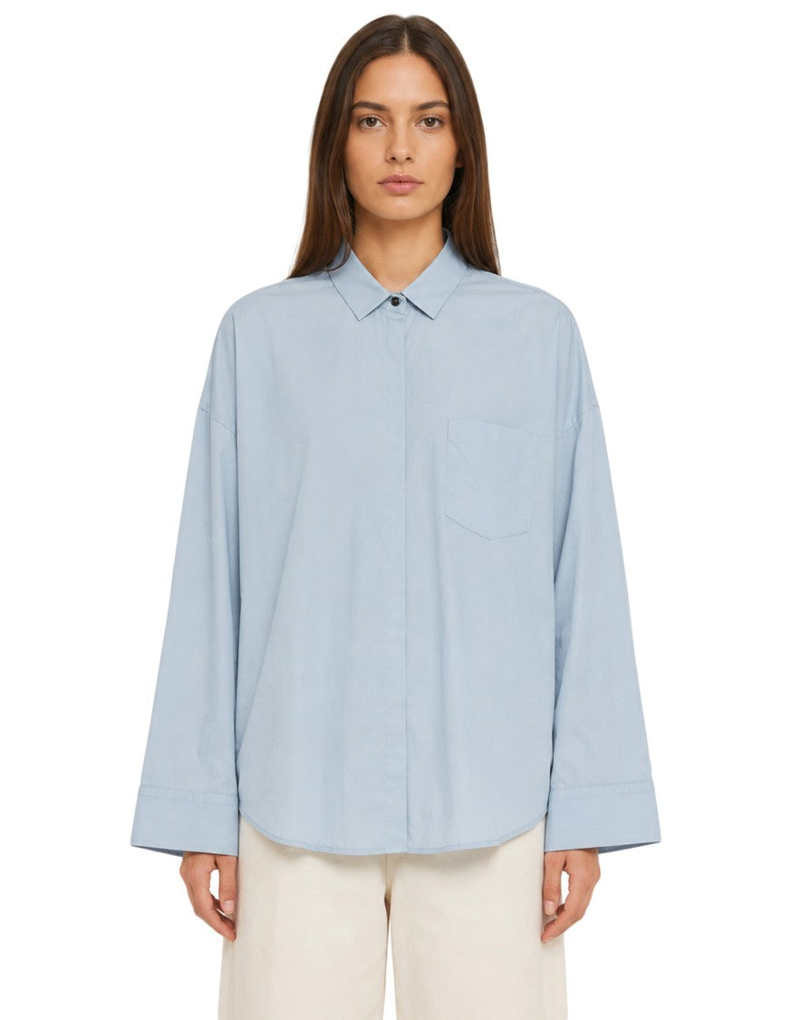 Nine In The Morning Heavenly Light Blue Classic Collar Cotton Shirt