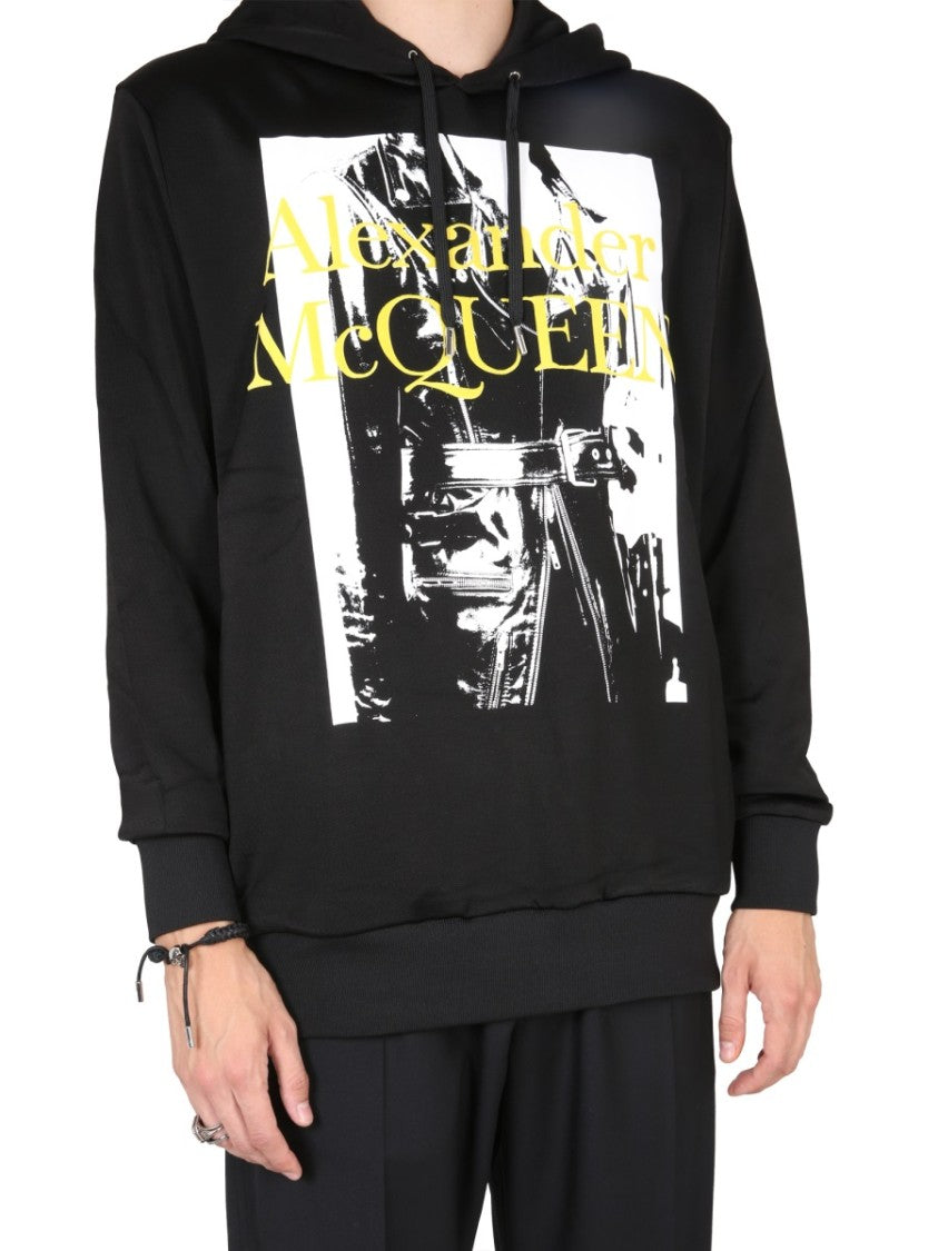 Alexander Mcqueen Atelier Print Sweatshirt With Drawstring Hood