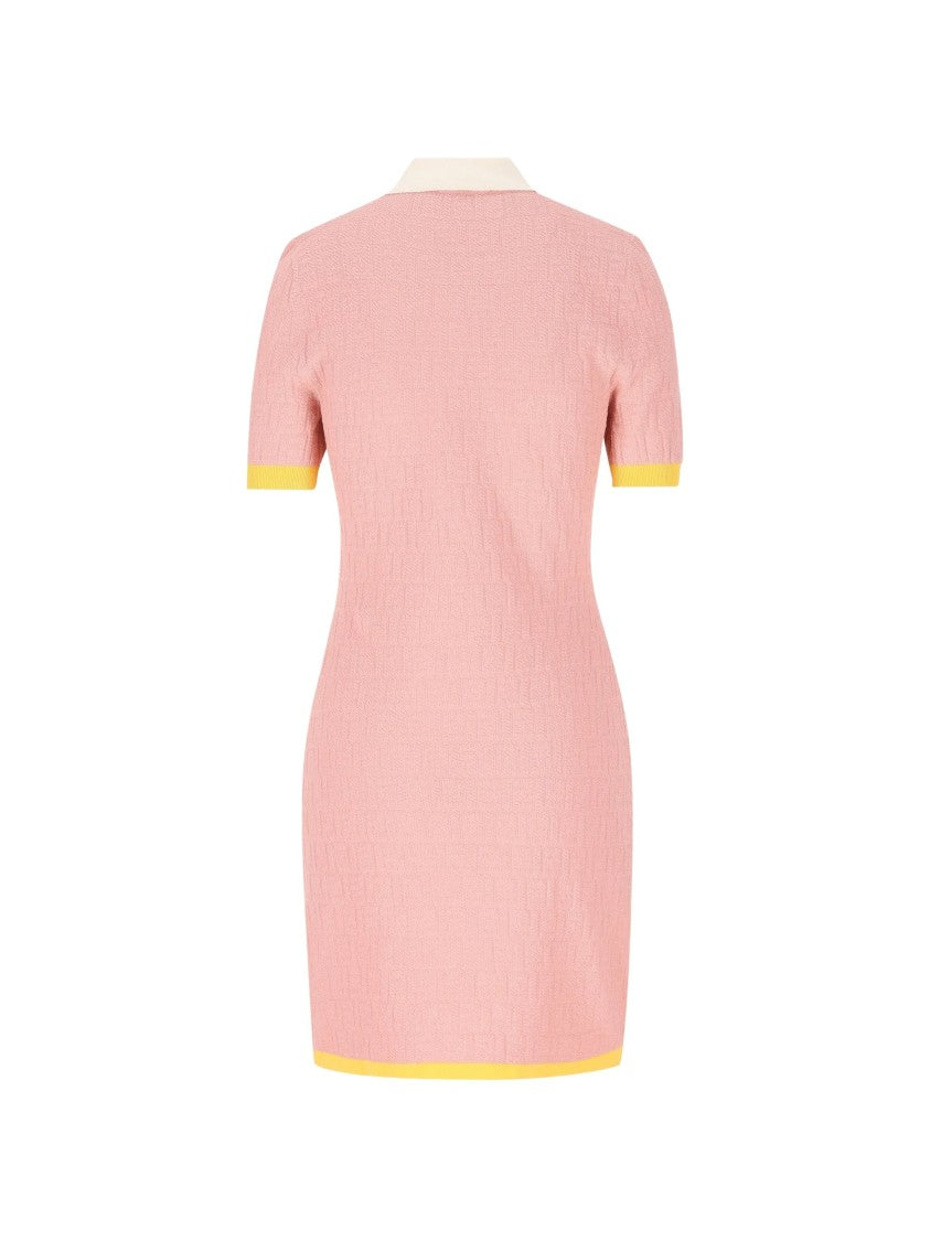 Fendi Color Block Ff Fitted Pink Knit Dress