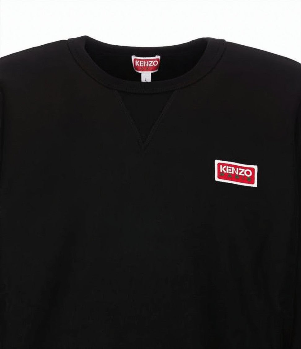 Kenzo Long-Sleeve Black Cotton Jersey Top With Logo Accents