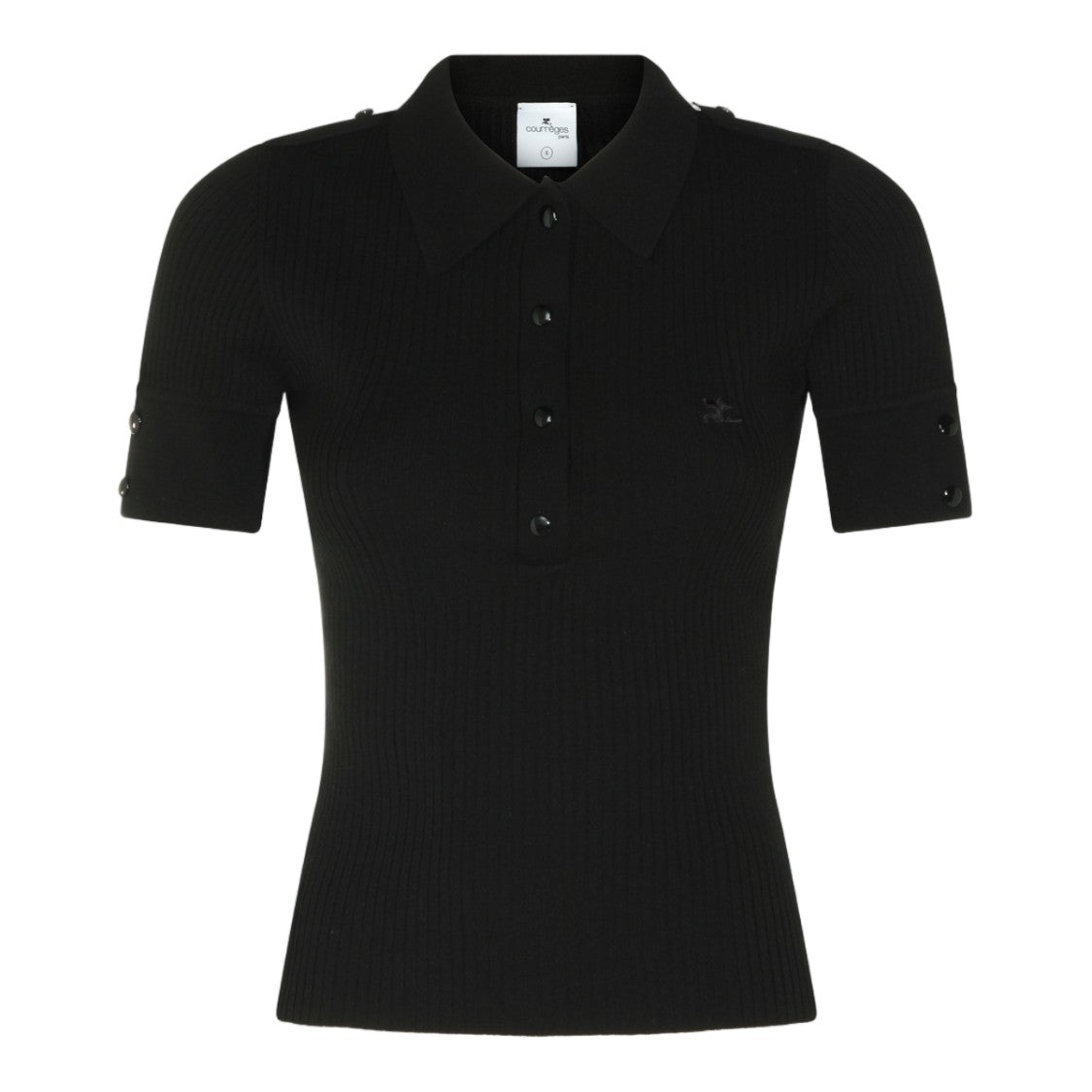 Courrèges Fitted Short-Sleeve Polo Shirt With Ribbed Texture And Button Placket