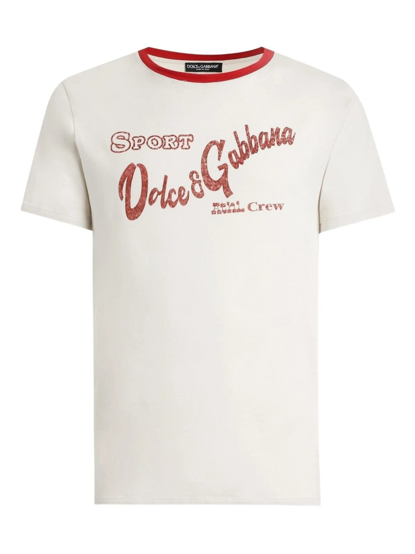 Dolce & Gabbana White Crew Neck Cotton Graphic T-Shirt