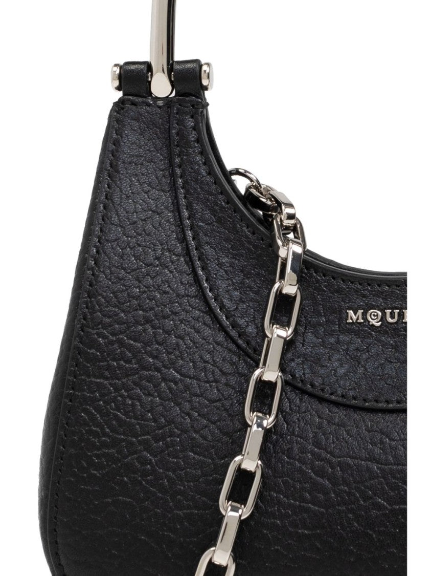 Alexander Mcqueen Mini T-Bar Bag In Textured Black Lambskin