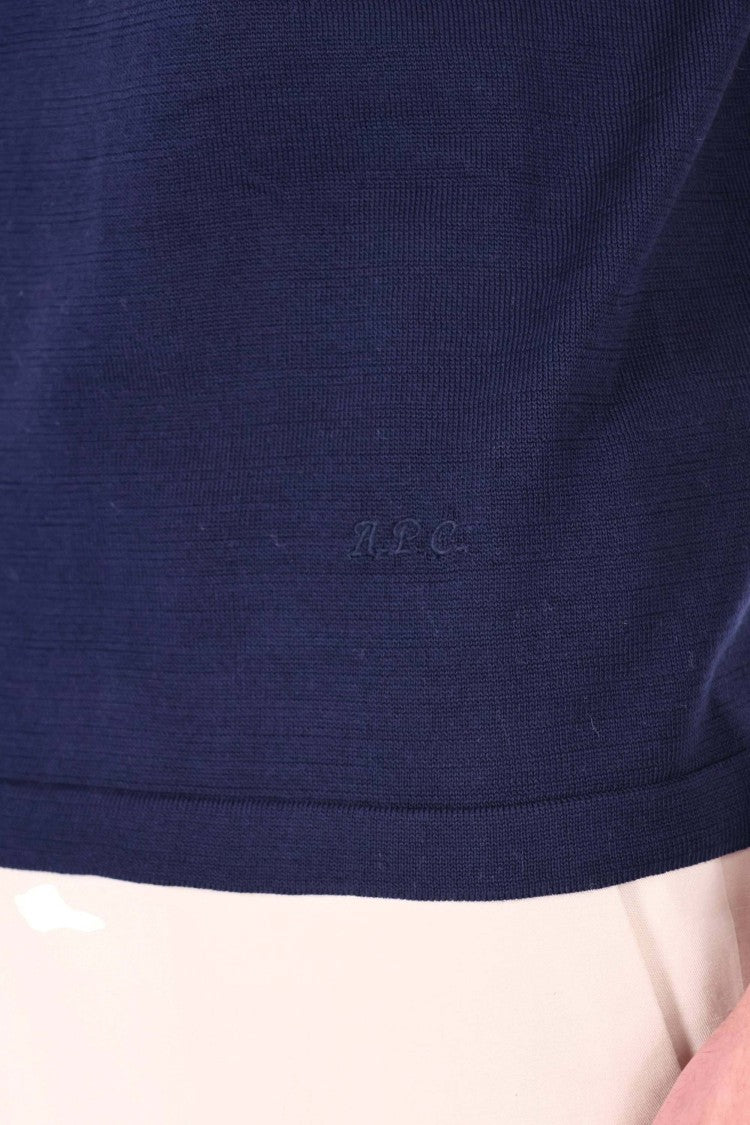A.P.C. Blue Colin Pocket Cotton Polo Shirt