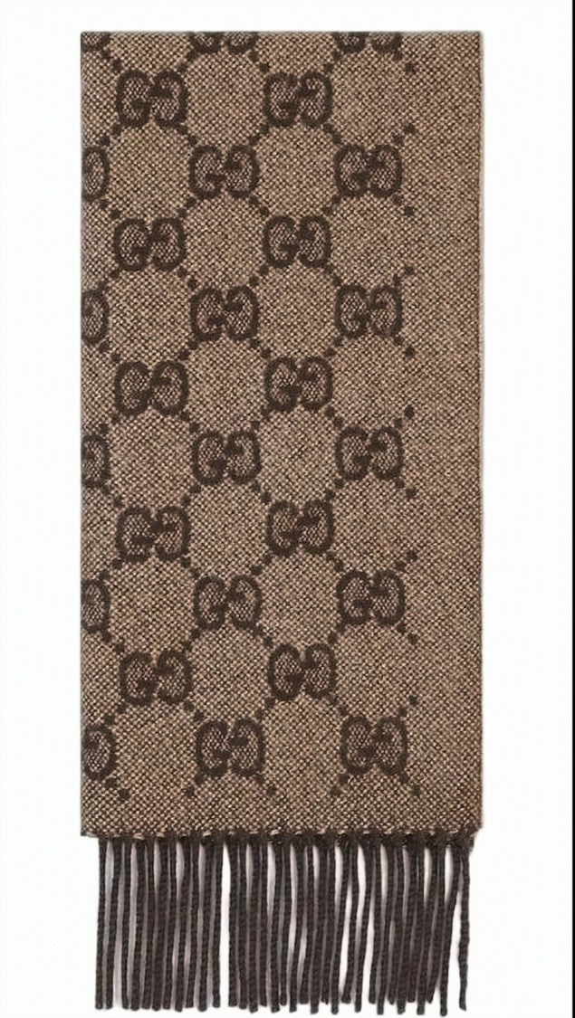 Gucci Rectangular Cashmere Blend Scarf With Interlocking Double-G Pattern