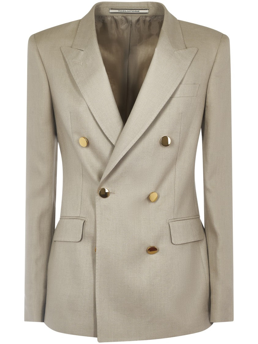 Tagliatore Tailored Double-Breasted Jacket With Gold Buttons