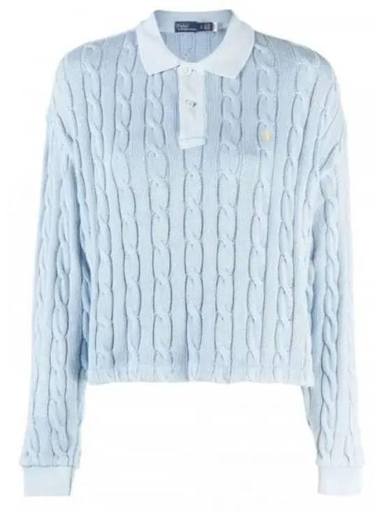 Polo Ralph Lauren Cropped Cable-Knit Sweater With Classic Polo Collar