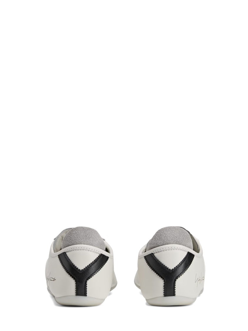 Y-3 White Leather Sneakers With Subtle Textile Accents