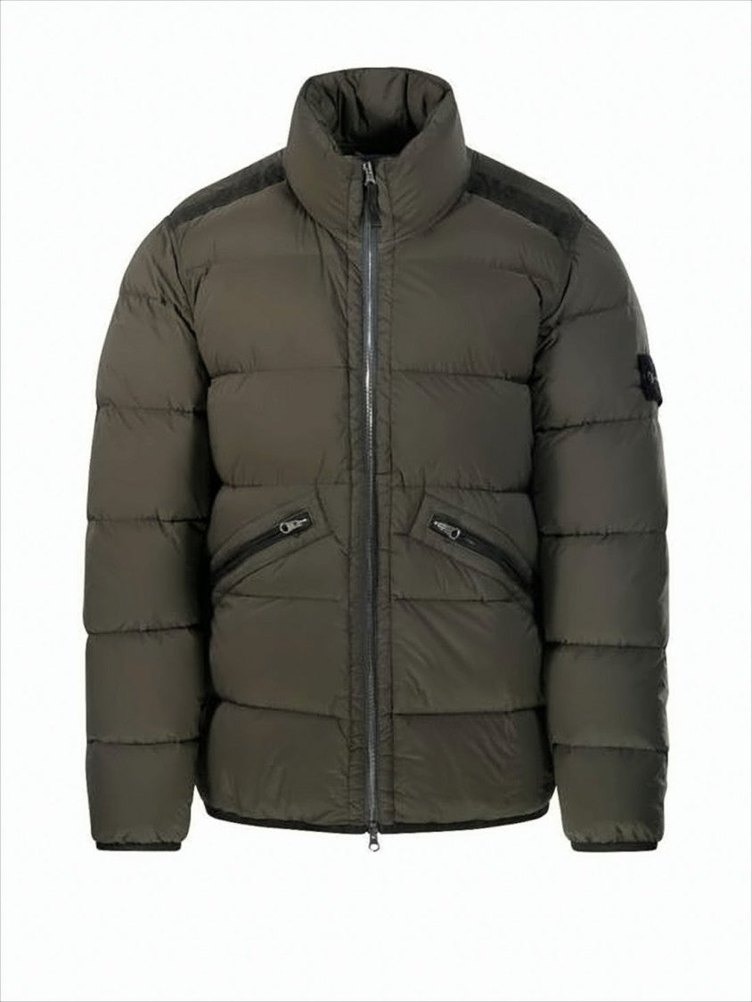 Stone Island Quilted High-Collar Padded Jacket With Zippered Pockets